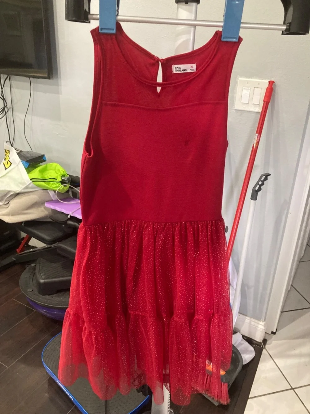 Red kid dress with sparkles